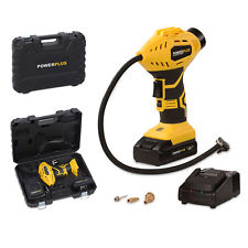 Powerplus Akku Luftpumpe Handkompressor 18 V Li-Ion 8 bar Ballpumpe Düsen Koffer
