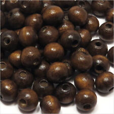 Lot de 100 perles rondes en Bois 8mm Marron foncé