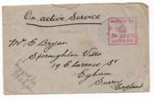 1915 British Army, Dardanelles to GB - APO SZ1, censor