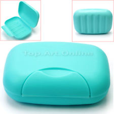 Boîte à Savon Salle de Bain en Plastique Bleu Anti Glisse pour Voyage Randonnée