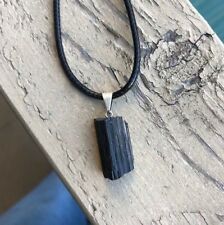 Colgante Barra Turmalina Negra. Plata 1ª Ley 925. 