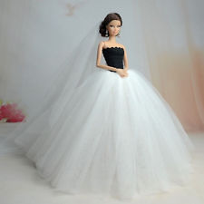 Robes de Soirée Mariée pour Poupée Barbie + Voile Accessoires Filles Jeu Rôle