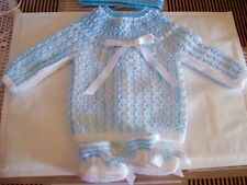 layette bébé,brassière-chaussons NAISSANCE/ classique  confort blanc azur bébé