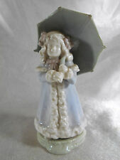 SUPERBE  BISCUIT " JEUNE FILLE AU PARAPLUIE " EN PORCELAINE ALLEMANDE