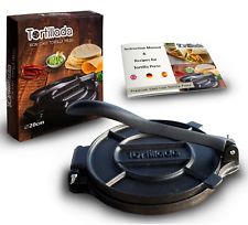 Tortillada - Premium Tortillapresse aus Gusseisen Tortilla Presse + Rezepte 20cm