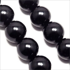 Lot de 20 Perles Nacrées 12mm Noir verre de Bohème