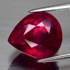 6.85ct 11.7x10.2mm Pear Natural Red Ruby, Mozambique (Heated Glass Filled)