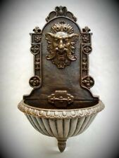 Wand Brunnen Pflanzbrunnen Wasserbecken Faun Eisen Heidkopf Vintage Antikstil 