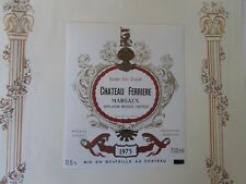 & RARE ETIQUETTE MARGAUX GRAND CRU CLASSE CHATEAU FERRIERE 1975