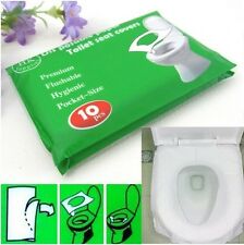 10 Disposable Toilet Seat Covers Camping Festival Loo Paper Pocket Size Tissue