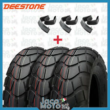 Tris 3 Copertoni Gomme Pneumatici Ruota + Camera DEESTONE 100/90-10 APE 50 