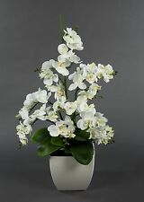 Orchideen-Arrangement weiß im weißen Dekotopf JA künstliche Orchidee Kunstblumen