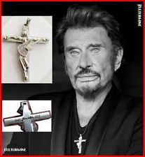 JOHNNY HALLYDAY PENDENTIF CROIX GUITARE L'ORIGINAL !+ SIGNATURE + COLLIER OFFERT