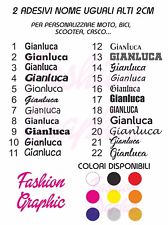 ADESIVO NOME SCRITTA PERSONALIZZATO BICI MOTO AUTO SCOOTER CASCO DUE PEZZI 