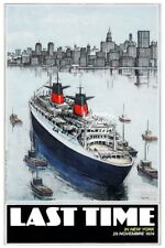 REPRODUCTION 40x60cm d'1 AFFICHE PAQUEBOT FRANCE NEW-YORK LAST TIME