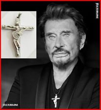 PENDENTIF CROIX JOHNNY HALLYDAY Repro de l'ORIGINAL ! GUITARE JH + CORDON OFFERT