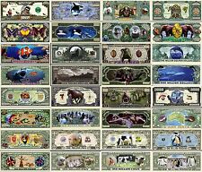 LOT 16 BILLETS COLLECTION Les ANIMAUX du MONDE AFRIQUE AUSTRALIE EUROPE AMERIQUE