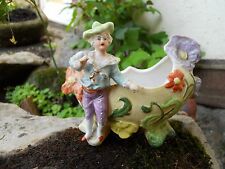 Ancien biscuit polychrome jeune homme , jardinière 1900 