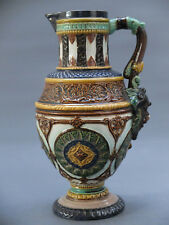 POT BARBOTINE GOTHIQUE  1900 AIGUIERE RENAISSANCE PULL PALISSY CHOISY BOCH PLAT