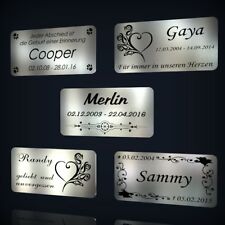 EDELSTAHL GRABSCHMUCK FÜR GRABSTEIN GEDENKSTEIN GEDENKTAFEL URNE TIER HUND KATZE