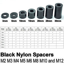 Black Nylon Plastic SPACERS Standoff Washer M2 M3 M4 M5 M6 M8 M10 M12 Pack of 12