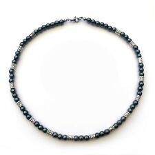 Collier Homme Perles HEMATITE noir + Métal