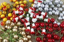 50 x Red, Gold, Silver, Artificial Holly Berries 15mm Christmas Wreaths Display