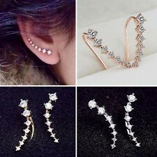 1pair Mode Crochet Boucles d'oreilles Cristal Strass Stud Clip Mode Bijoux