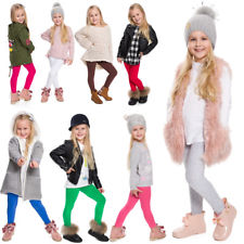 Children Kids Girls Plain Cotton Thick Full Length Leggings Party Pants All Ages
