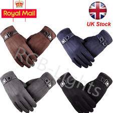 Men's Winter Warm Suede Leather Fleece Lined Touch Screen Driving Gloves UK RLTS