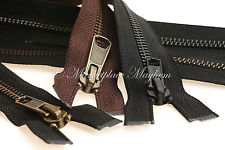 HEAVY DUTY ZIP - YKK -OPEN END -N5- BLACK/BROWN -METAL - JACKET/COAT/BOOT 6-40"
