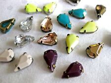 40 Acryl Strass Steine mit Einfassung,ca.8x13mm,zum Aufnähen,Mittelalter, P8