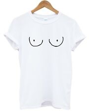 TITTIES T SHIRT CARTOON DRAWN BOOBS BOOBIES LINE DRAWING TOP MEN WOMEN TUMBLR