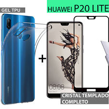 HUAWEI P20 LITE protector cristal completo 3d vidrio templado proteccion + funda