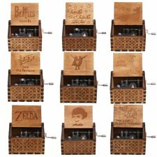 Nouveau rétro manivelle en bois gravée à la main boîte à musique enfants cadeau