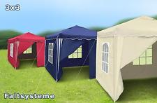 3x3 m Falt Pavillon Garten Party Bier Pavillion Zelt blau rot beige schwarz