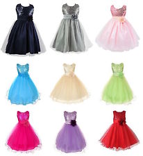 Kids Baby Flower Girls Party Sequins Dress Wedding Bridesmaid Dresses Princess