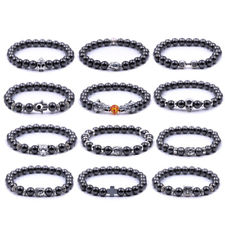 8mm Naturel Pierre Dragon Hibou Bouddha Hématite Thérapie Perles Bracelets Homme