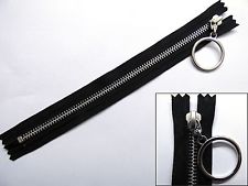 Zip, Zipper, Hanging Ring Puller, Closed End, Metal, YKK, Black
