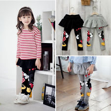 Neuf Bébé Fille Vêtements Jupe Pantalon Cartoon Mickey Minnie Kiss Legging 2-7Y