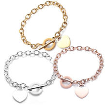BRACCIALE CATENA BRACCIALETT DONNA PERSONALIZZATO ACCIAIO INCISIONE DEDICA CUORE