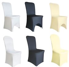 SPANDEX  LYCRA CHAIR COVER WHITE BLACK IVORY COVERS BANQUET WEDDING PARTY