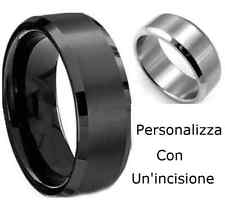 Anello Fede Fascia 7mm Uomo Donna Unisex Acciaio regalo nero argento incisione
