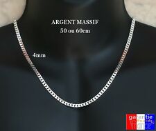 belle Chaine pour homme en argent massif 925 maille gourmette 4mm epaisse neuve 