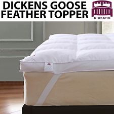 GOOSE FEATHER & DOWN MATTRESS TOPPER WHITE ,  ALL SIZES AVAILABLE