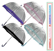 Large 31" Clear See Through Dome Umbrella Ladies Transparent Walking Rain Brolly