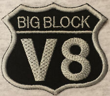 Patch Aufnäher V8 BIG BLOCK Biker Hot Rod Custom VINTAGE RETRO 50s USA AUTO CAR 