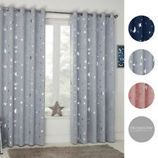 Dreamscene Star Thermal Blackout Curtains PAIR Eyelet Ready Made Kids Boys Girls