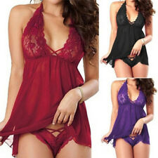 Femmes Sexy Lingerie Pyjamas Babydoll Dentelle G-string Sous-vêtements Nuisettes