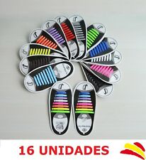 16 CORDONES SILICONA ELASTICOS SIN ATAR PARA ZAPATILLAS SET DE 16 VARIOS COLORES